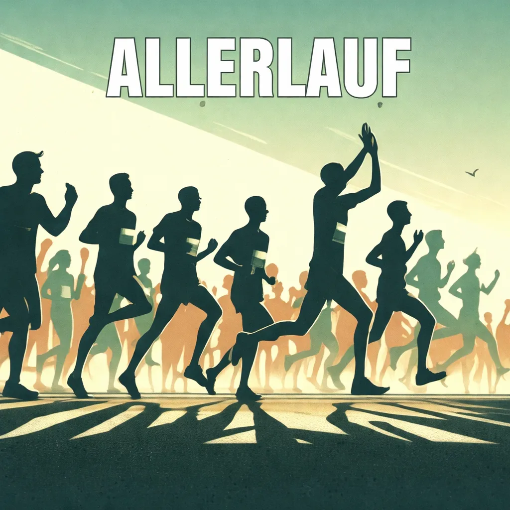 Plakat Allerlauf in Retro-Optik: Läuferinnen und Läufer mit Startnummern